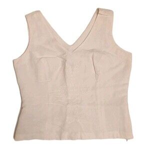 Jones Wear VTG Y2K 90s Wmn Sz 6 Linen Blend Embroidered Tank Top Boho Whimsycore